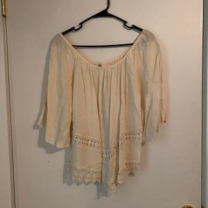 Cream cute embroidered top